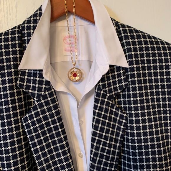 Single Breasted Black and White Checkered Jacket - size 6 - Picture 4 of 10